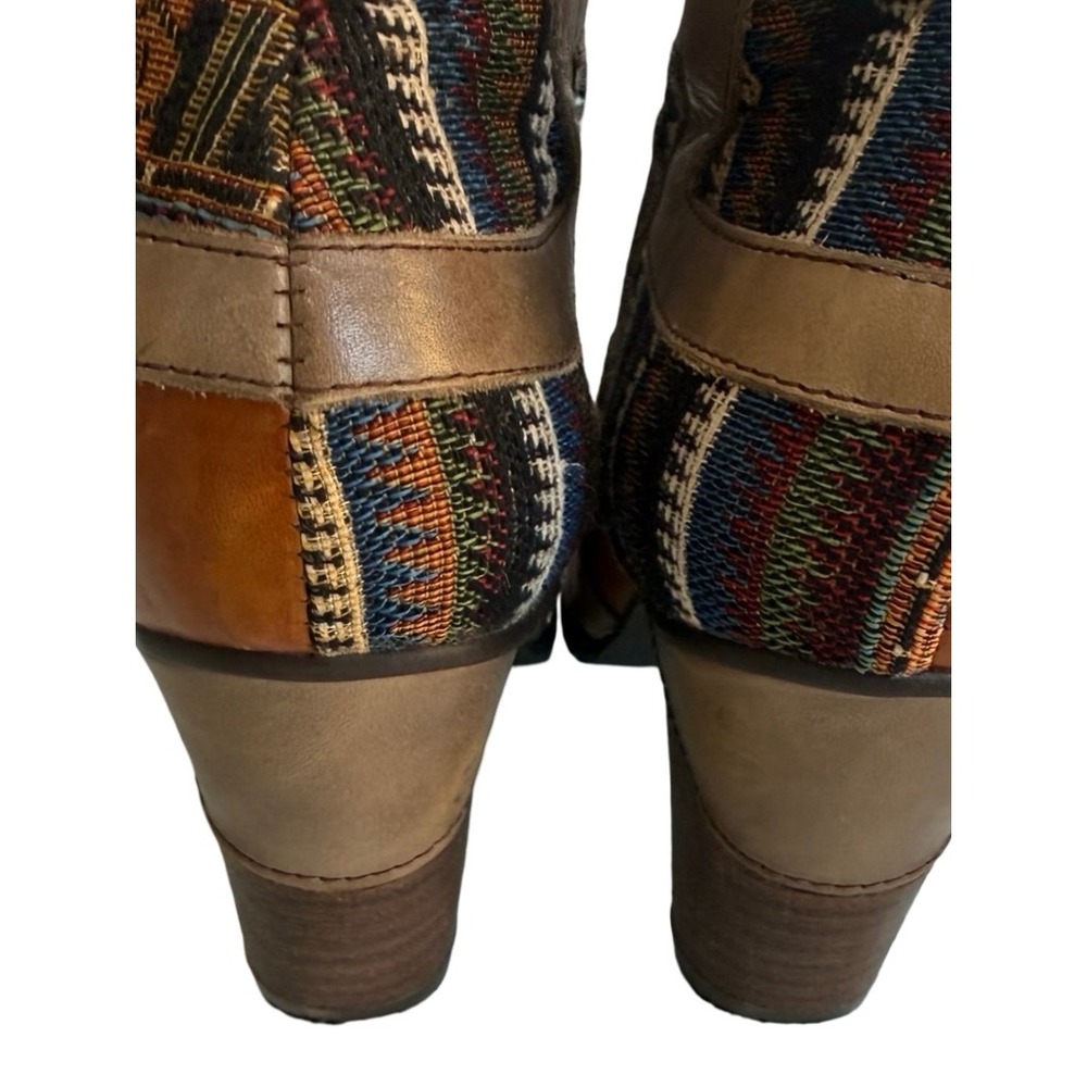 Stylish Multi-Color Women's Heeled Boots - Orange Accent - Picture 7 of 15